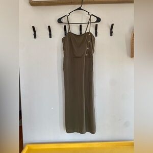 Women's Square Neck Side Button Midi Dress-Xhilaration-Olive